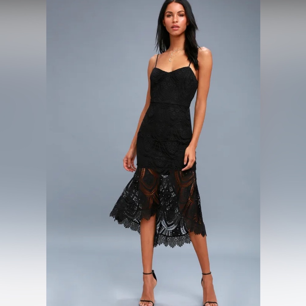 LULU’S Pure Passion Black Lace Bodycon Dress - Small